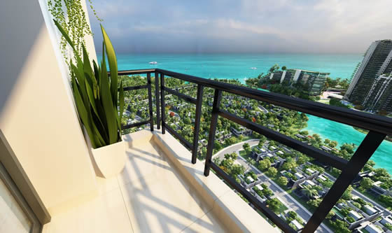 站在陽臺(tái)上眺望大海